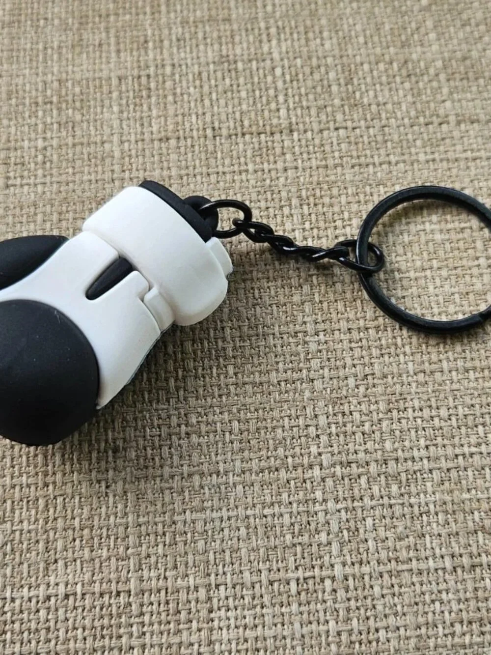 Boxing Glove Keys Holder Black/White Rubber Glove Keychain Key Ring New